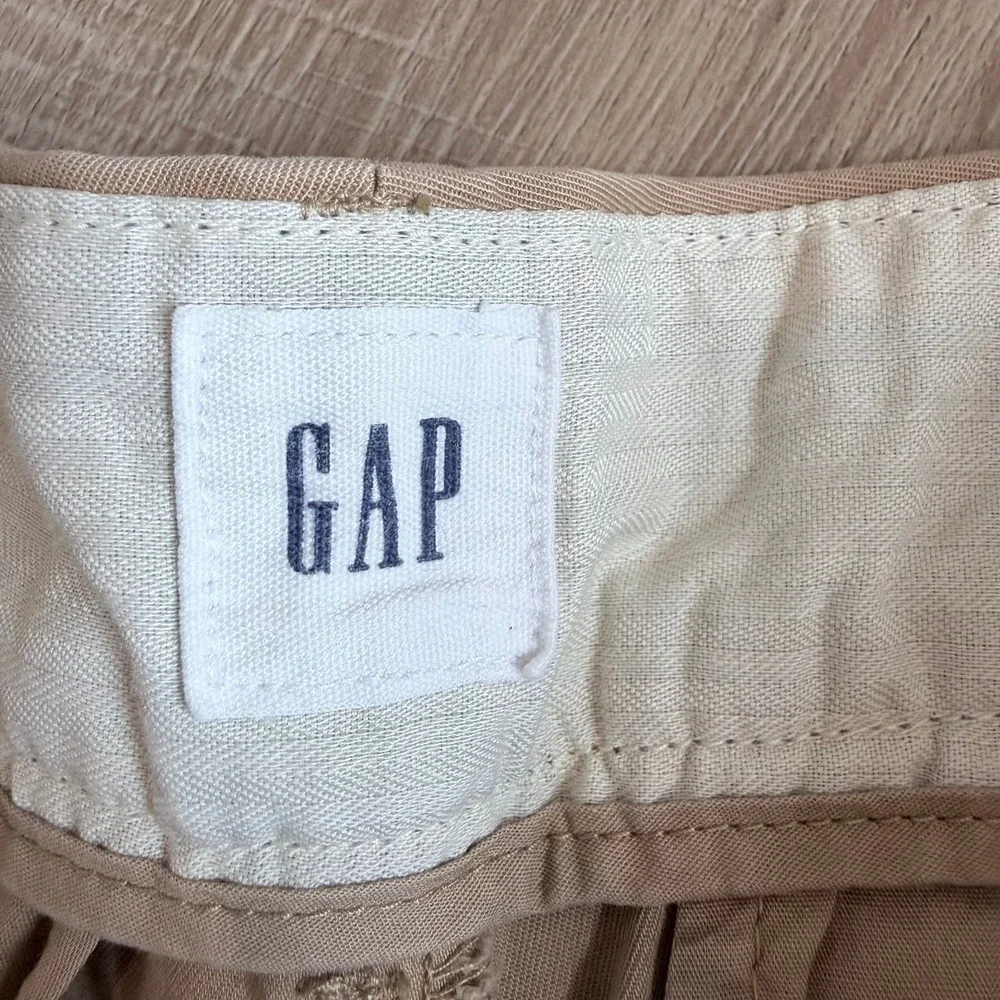 Gap Pleated Khaki Shorts Womens 16 Tan Beige High Rise Cotton Stretch Chino